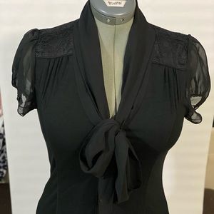 Black sheer short sleeve blouse